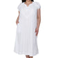 La Cera Embroidered Gathered Short Sleeve Gown - La Cera