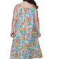 Vibrant Print Sweetheart Neck Gown with Pockets - Plus Size