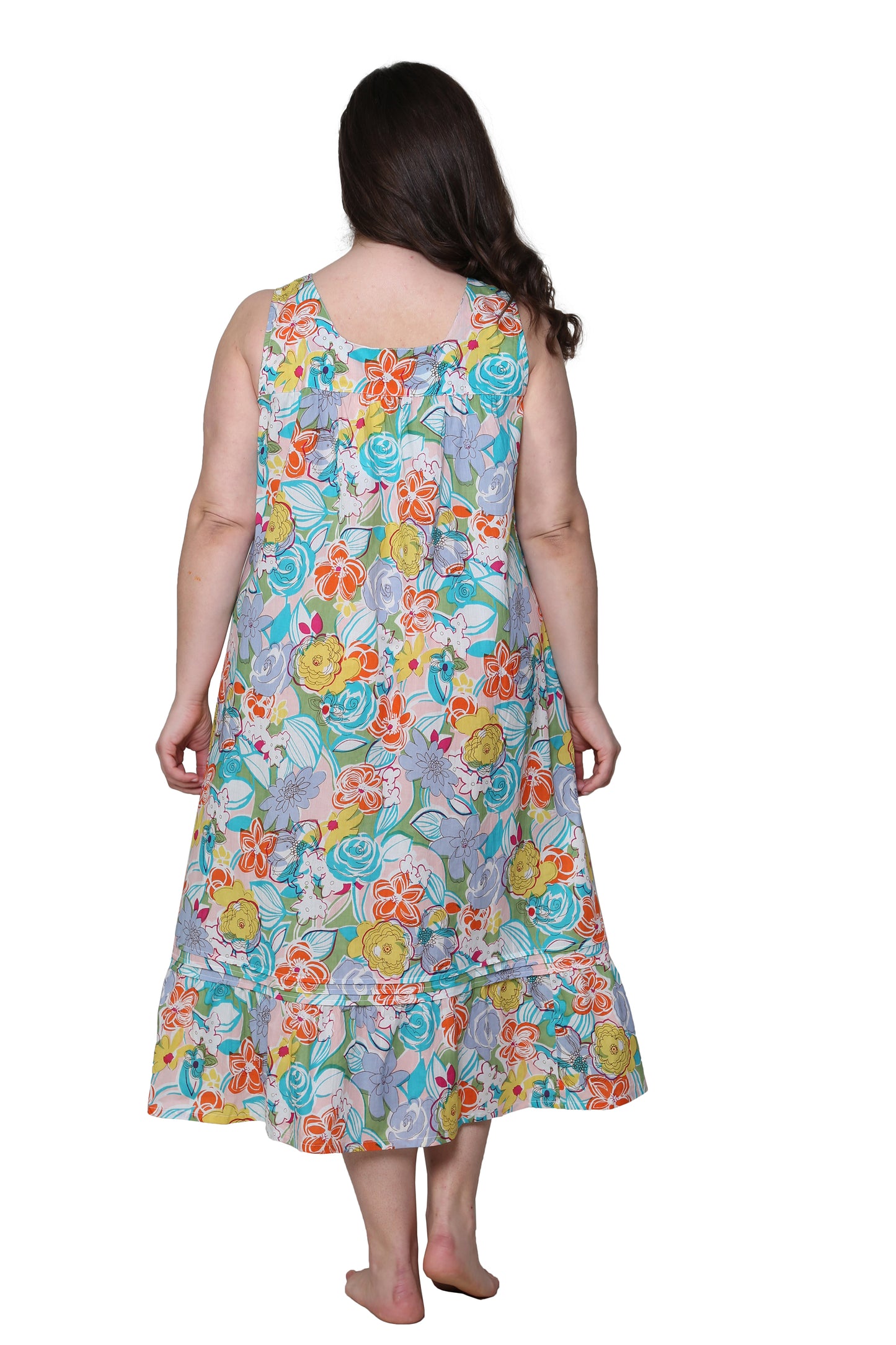 Vibrant Print Sweetheart Neck Gown with Pockets - Plus Size