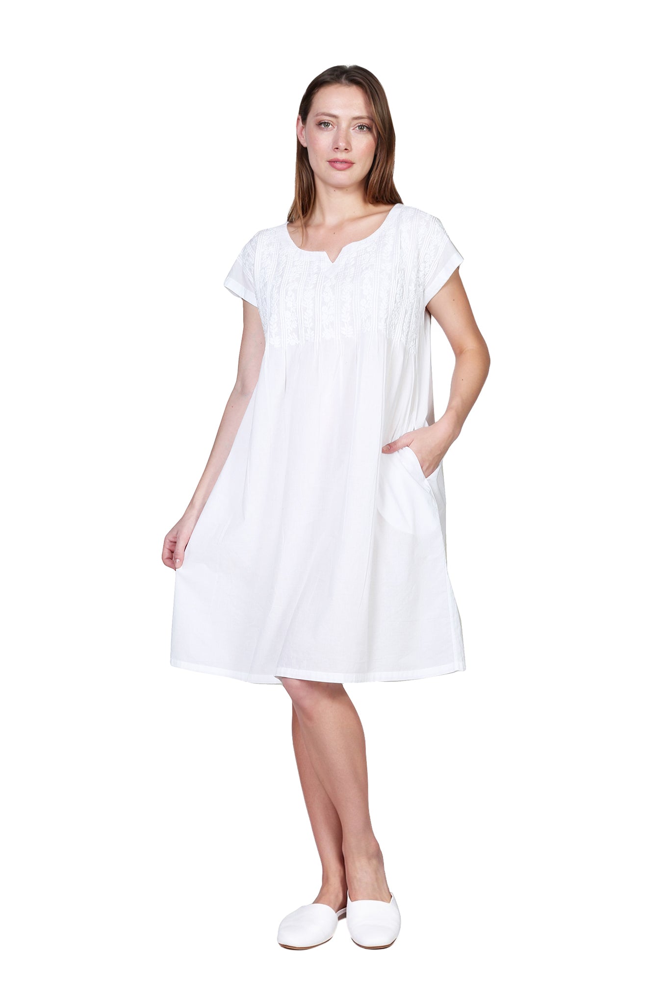 Camisola de algodón ligero con corpiño plisado