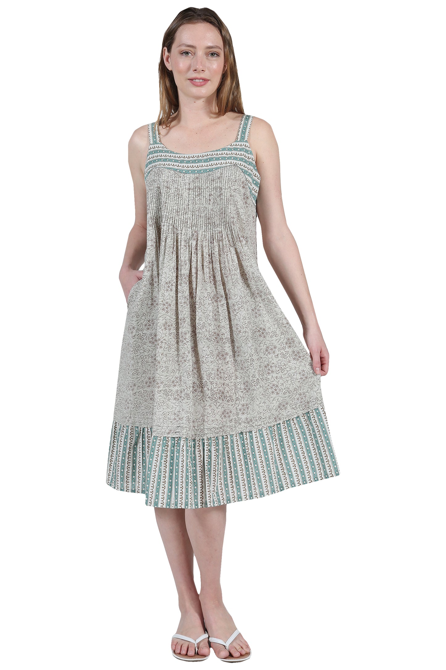 La Cera Vintage Print Pleat Front Gown - La Cera