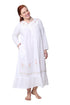 100% Cotton Embroidered Long Sleeve Gown - La Cera