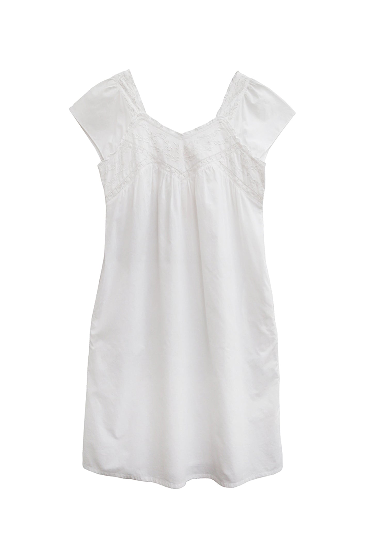 La Cera 100% White Cotton Embroidered Sweetheart Chemise - La Cera