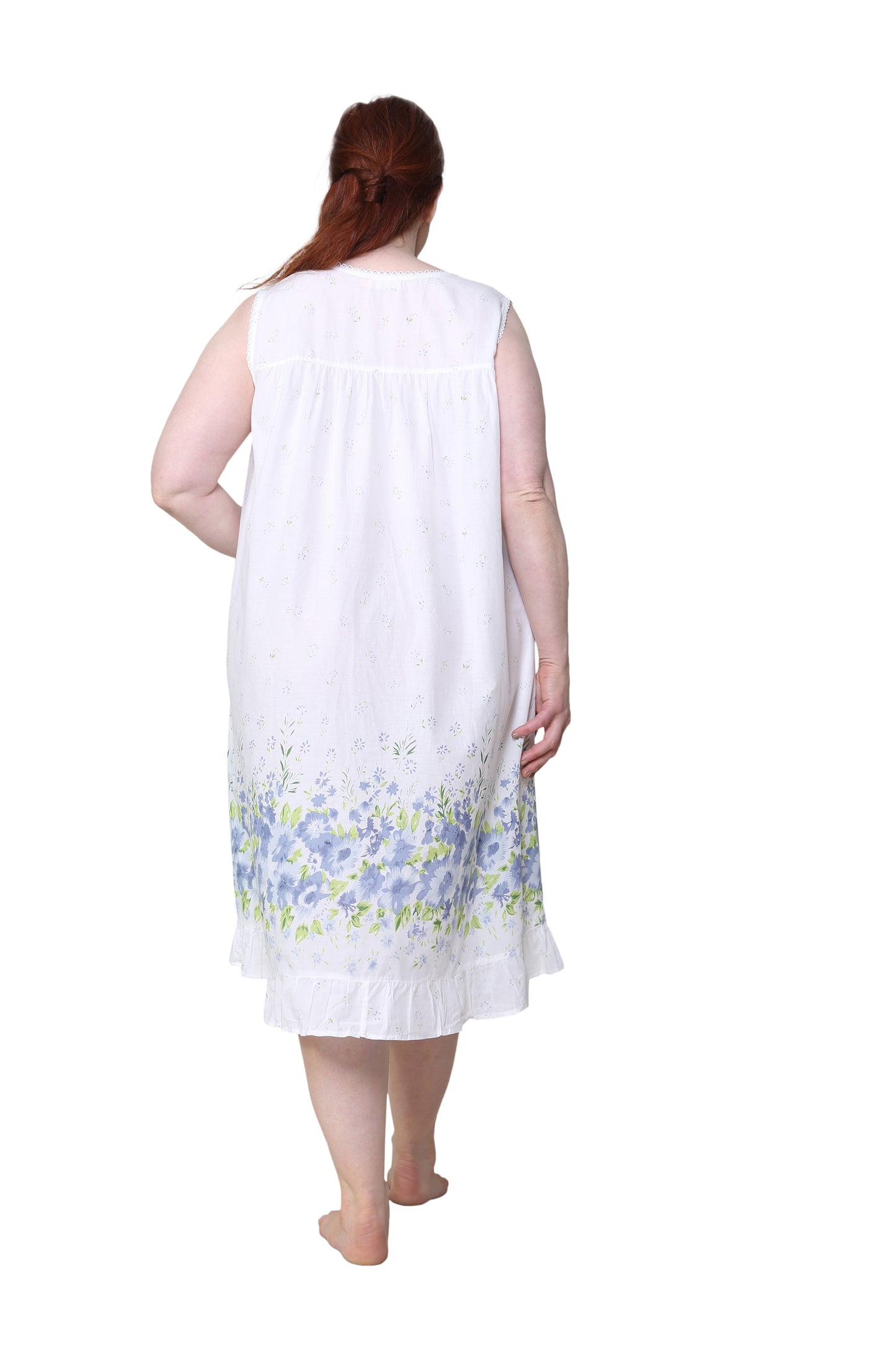 La Cera Primrose Border Plus Size Print Gown - La Cera
