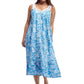 Plus size 100% Cotton Lace Trim Flounce Gown Blue Toile Print - La Cera