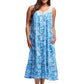 100% Cotton Lace Trim Flounce Gown Blue Toile Print - La Cera