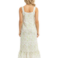 Plus size 100% Cotton Lace Trim Flounce Gown White Lime Floral Print - La Cera