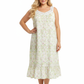Plus size 100% Cotton Lace Trim Flounce Gown White Lime Floral Print - La Cera