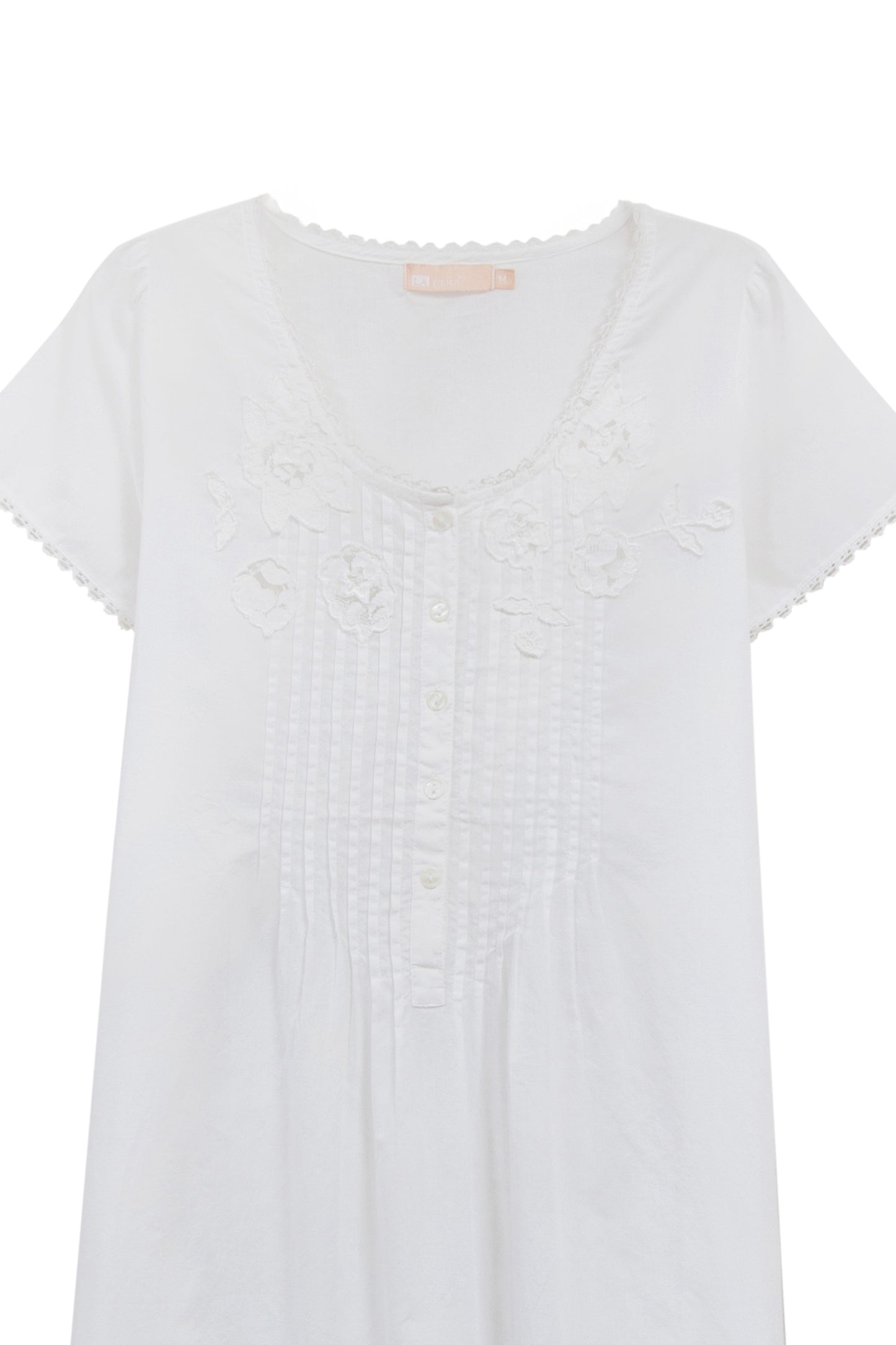 La Cera 100% Cotton Lace Applique Gown - La Cera