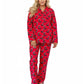 La Cera Long Sleeve Printed Flannel Pajama Set - La Cera