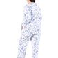 La Cera Plus Size  Porcelain Blue Floral Flannel PJ
