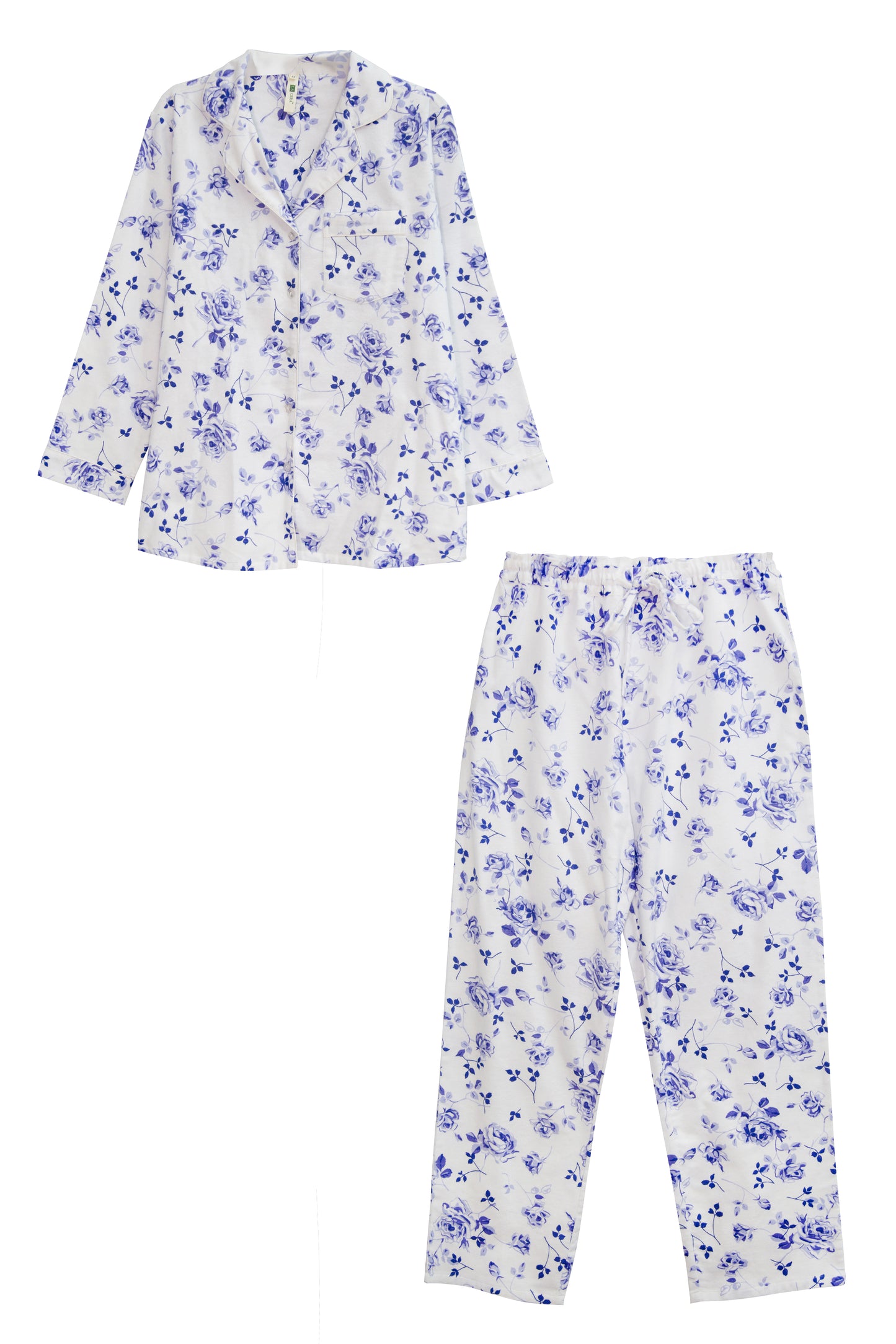 La Cera Long Sleeve Floral Flannel Pajama Set