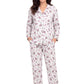 La Cera Long Sleeve Floral Flannel Pajama Set