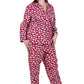 Flannel Sheep Print Plus Size Pajama Set - La Cera