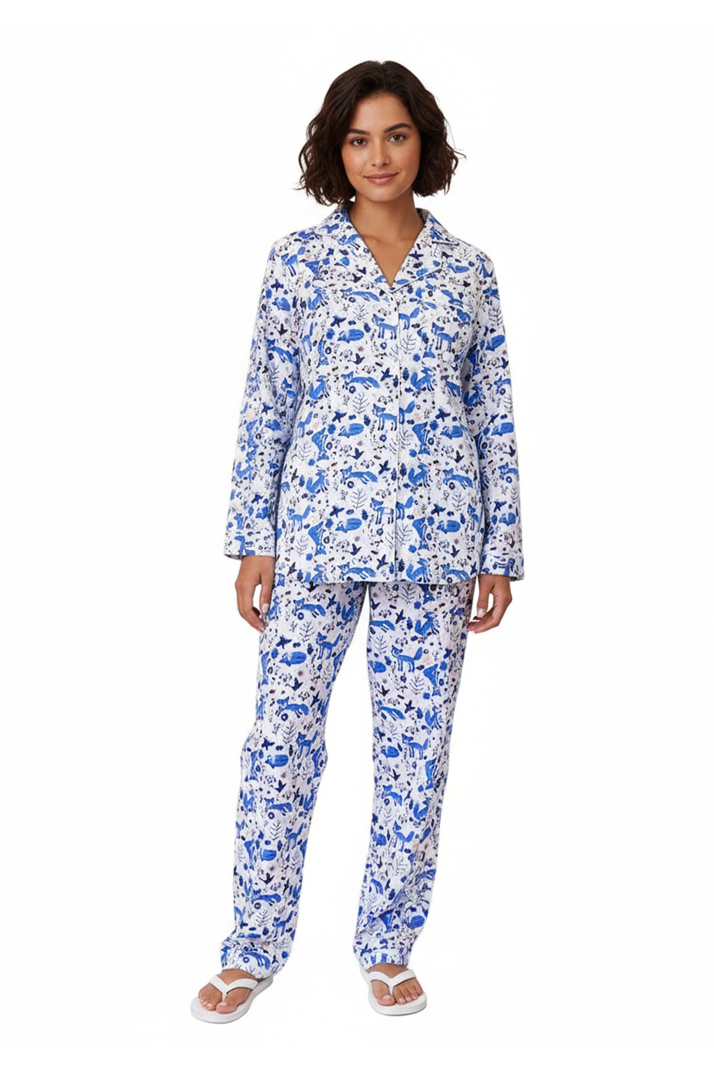 Blue Fox Flannel Pajama Set