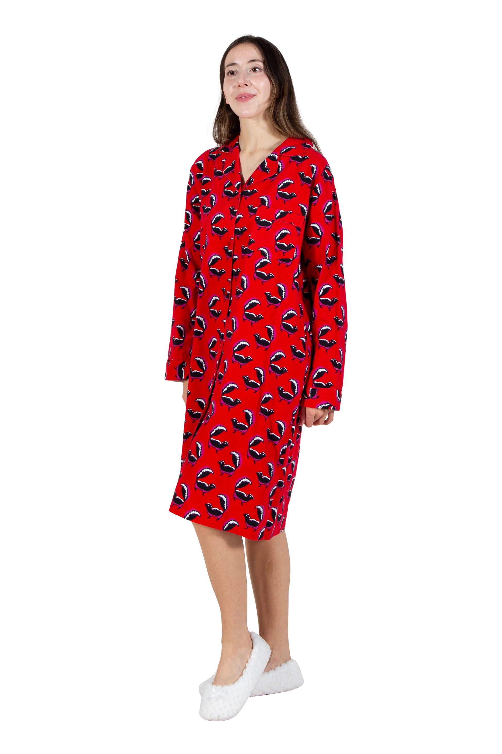 Whimsical Skunk Flannel Night Shirt - La Cera