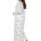 Plus Size Printed Flannel Nightgown With Release Pleats - La Cera