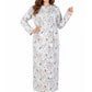Plus Size Printed Flannel Nightgown With Release Pleats - La Cera