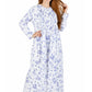 Plus Size Printed Flannel Nightgown With Release Pleats - La Cera