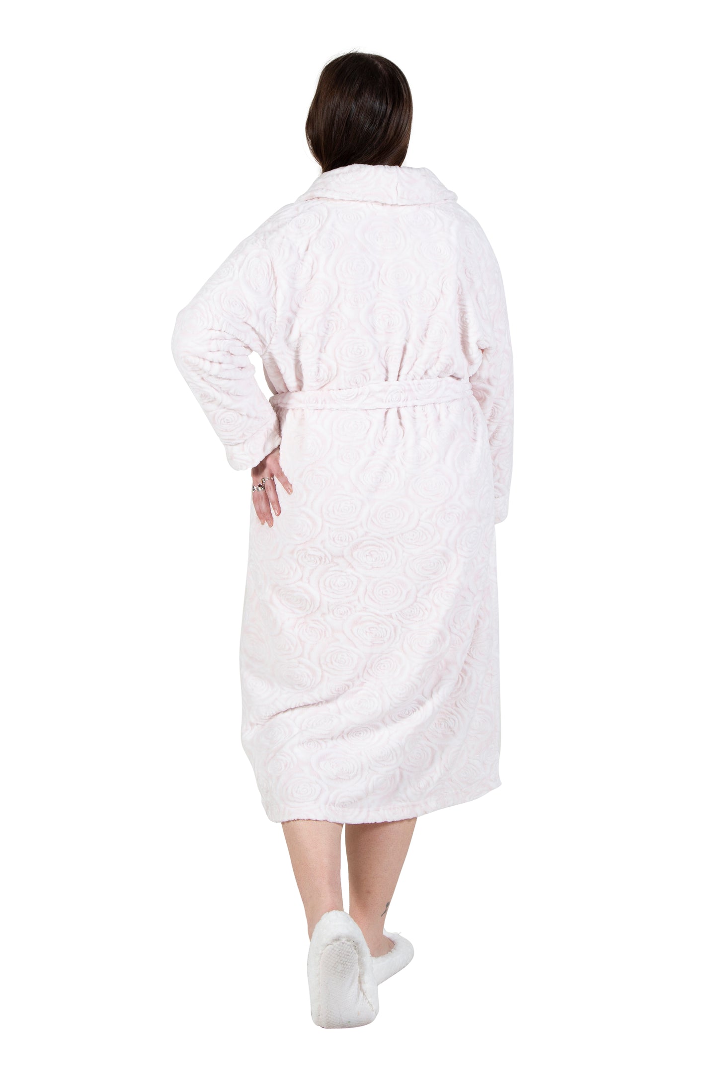 Plus Rose Print Sheered Minky Wrap Robe