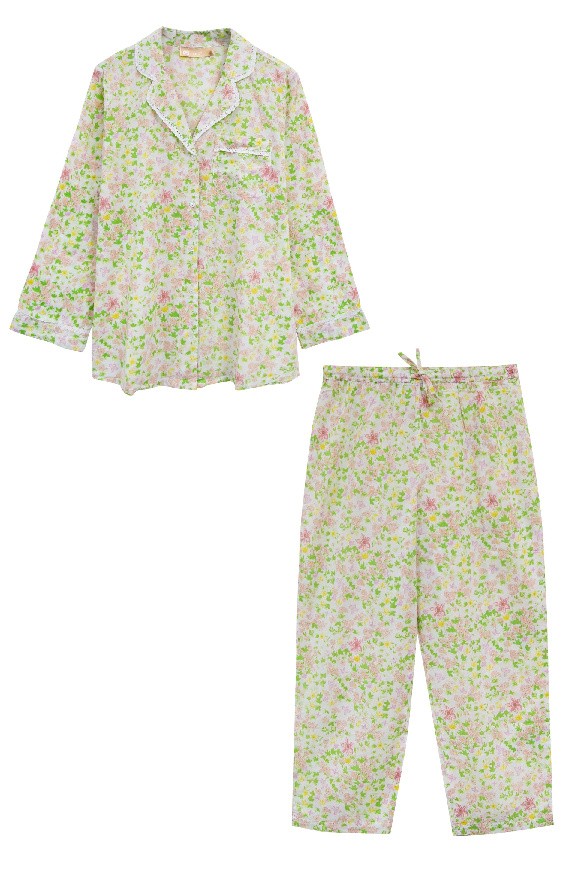 La Cera Long Sleeve Floral Pajama Set - La Cera