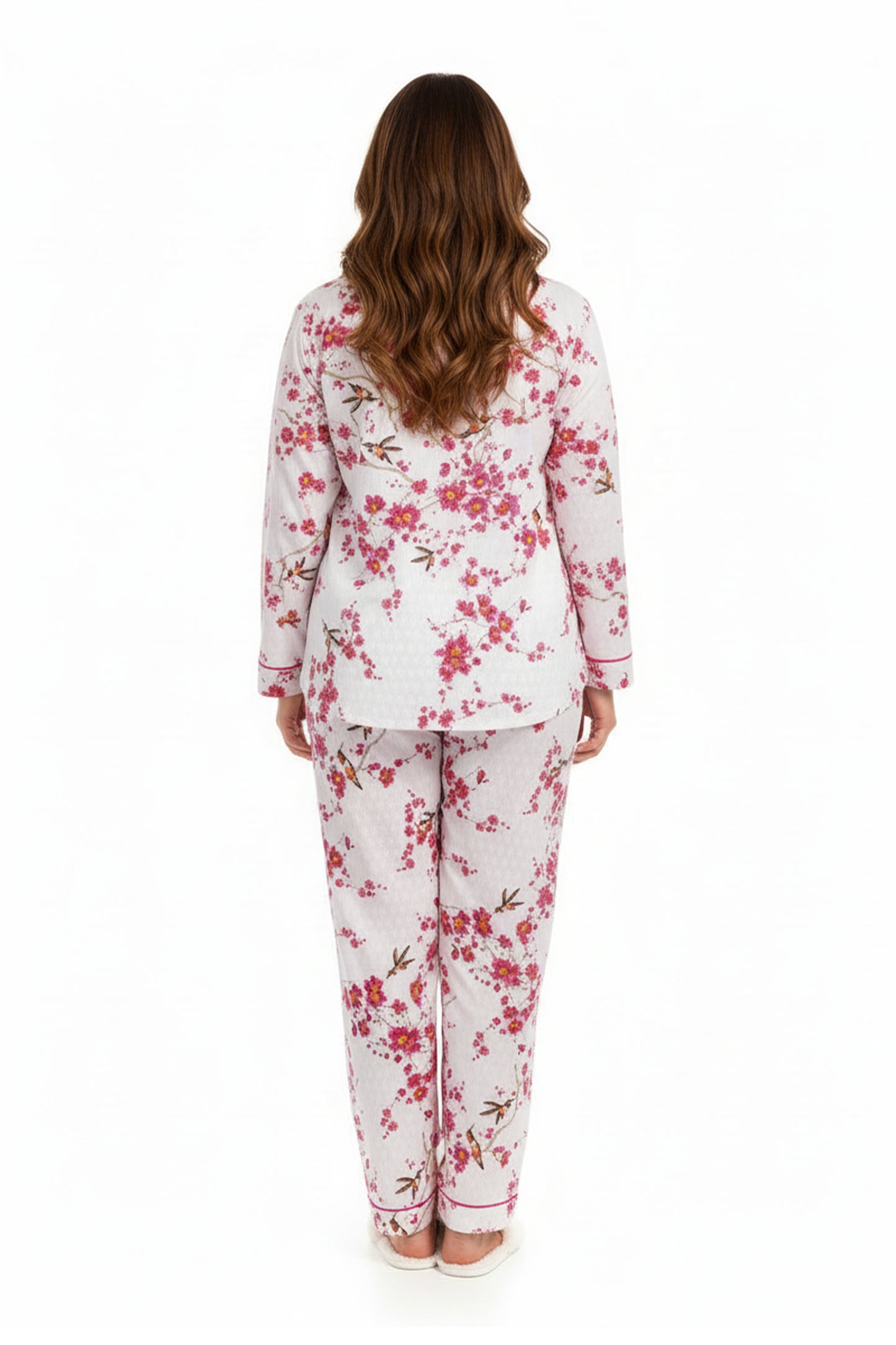 La Cera Cherry Blossom Cotton Pajama Set  - Plus Size