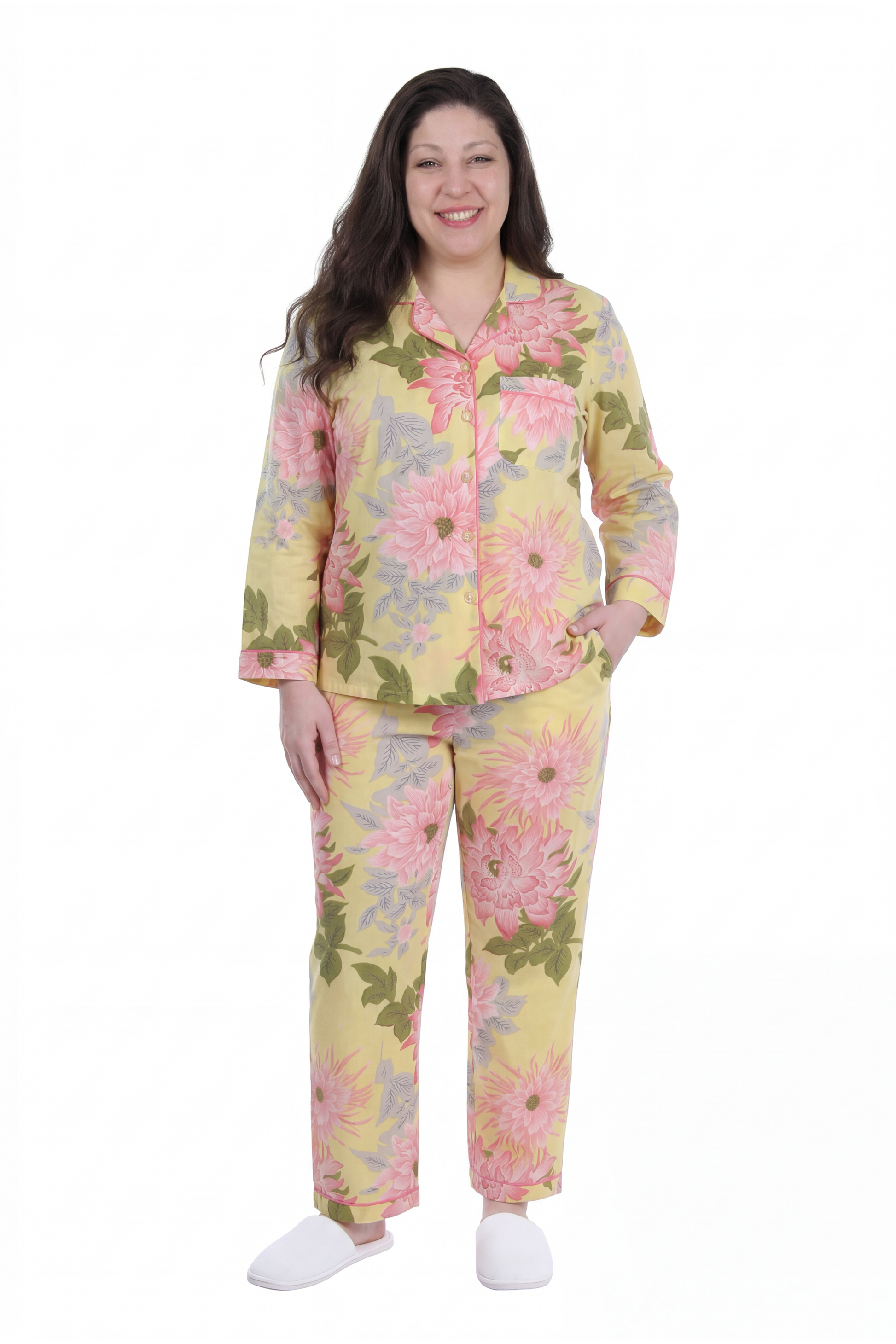 La Cera Cotton Lotus Pajama Set - Plus Size - La Cera