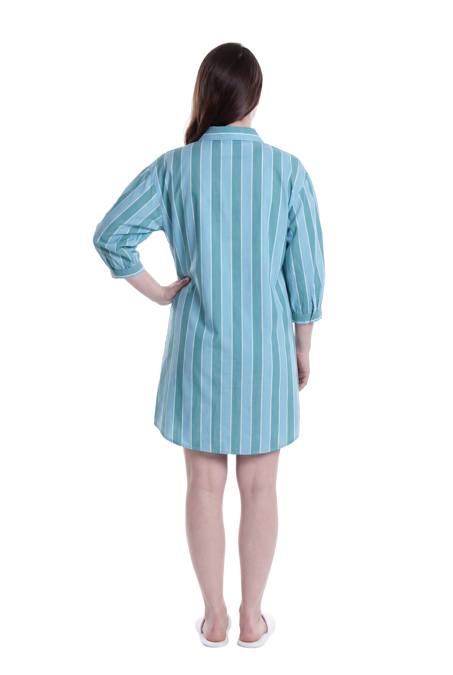 La Cera Oversized Stripe Print Night Shirt - La Cera