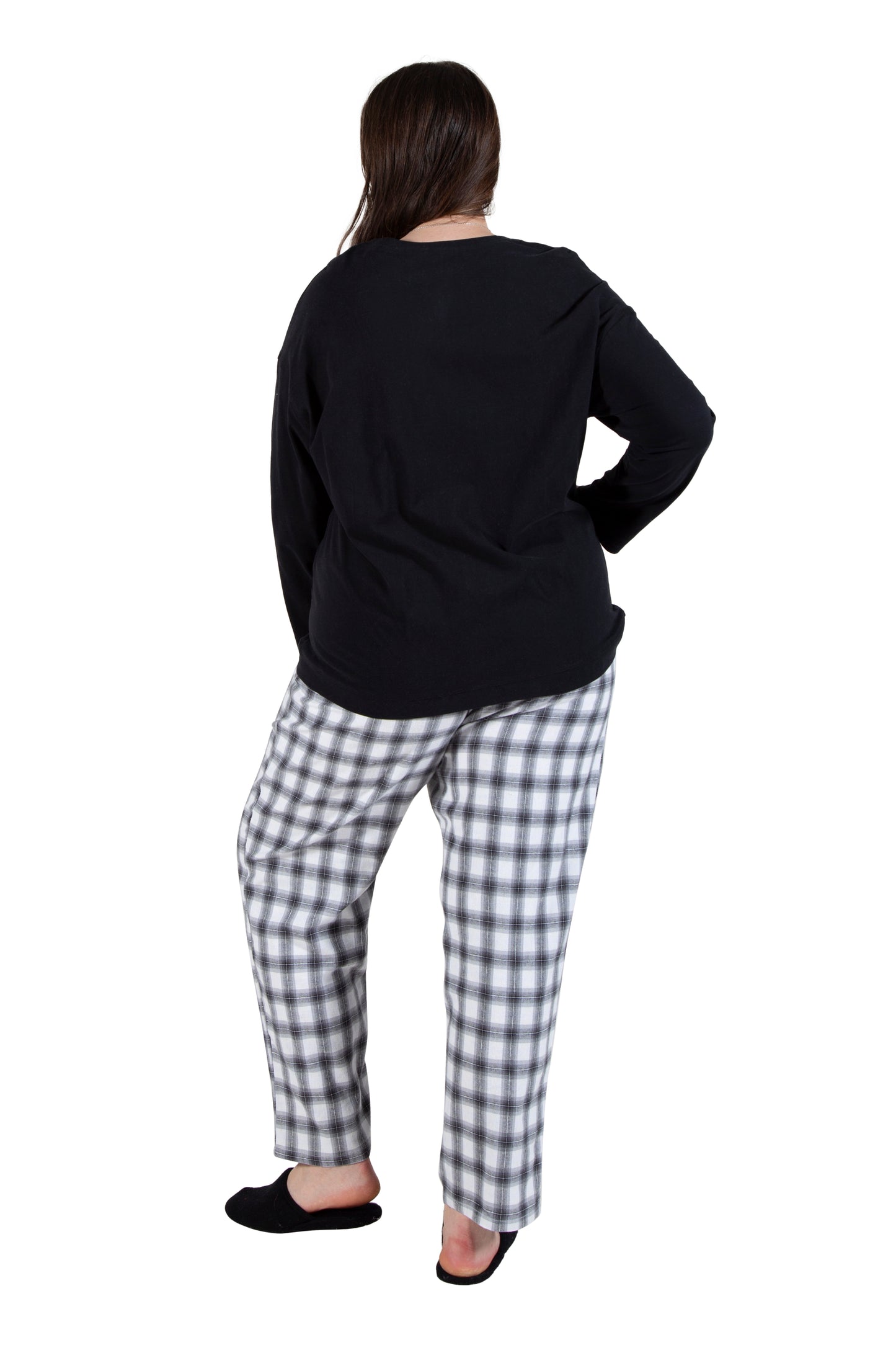Plus Flannel Plaid and Cotton Knit PJ - La Cera