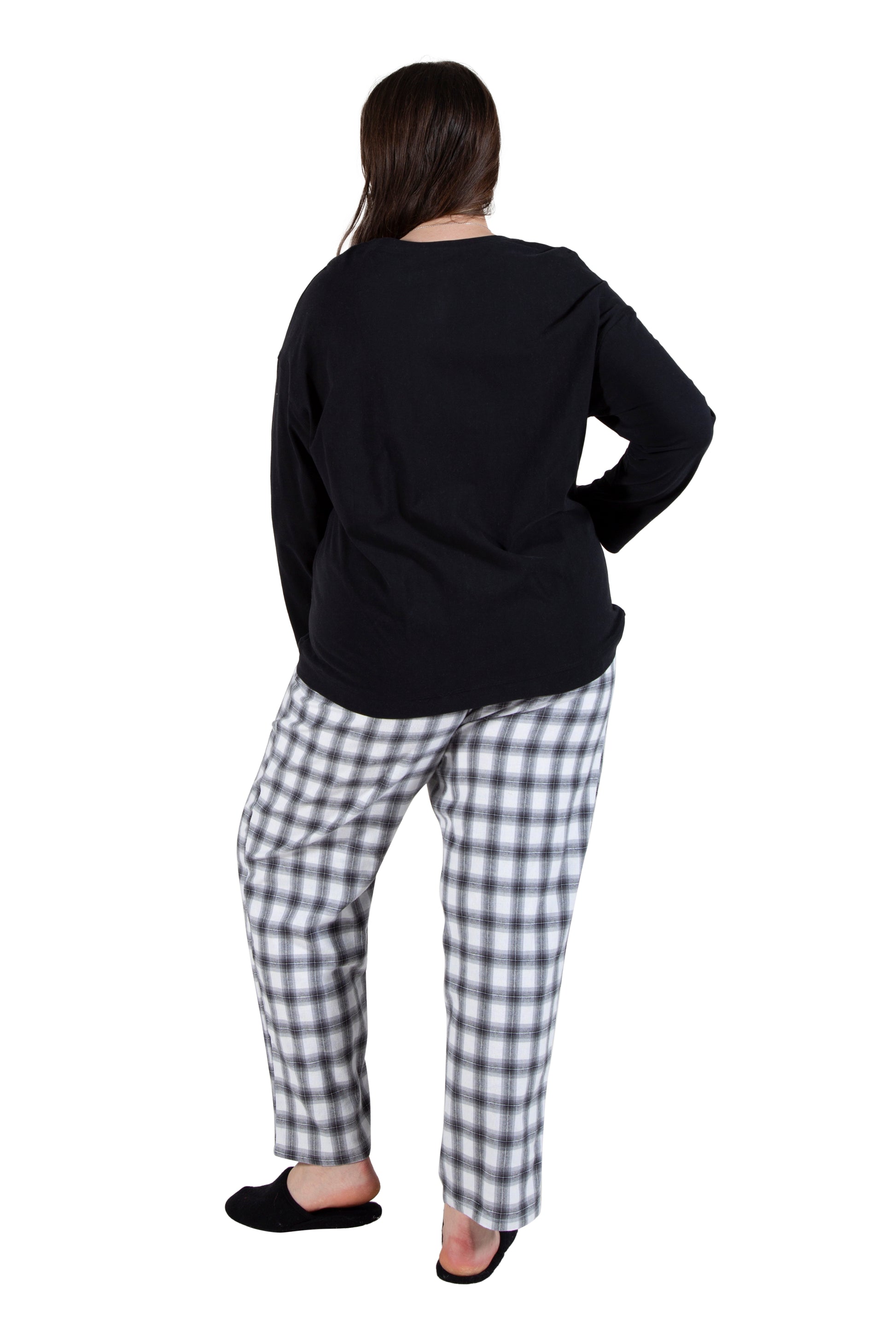 Plus Flannel Plaid and Cotton Knit PJ - La Cera