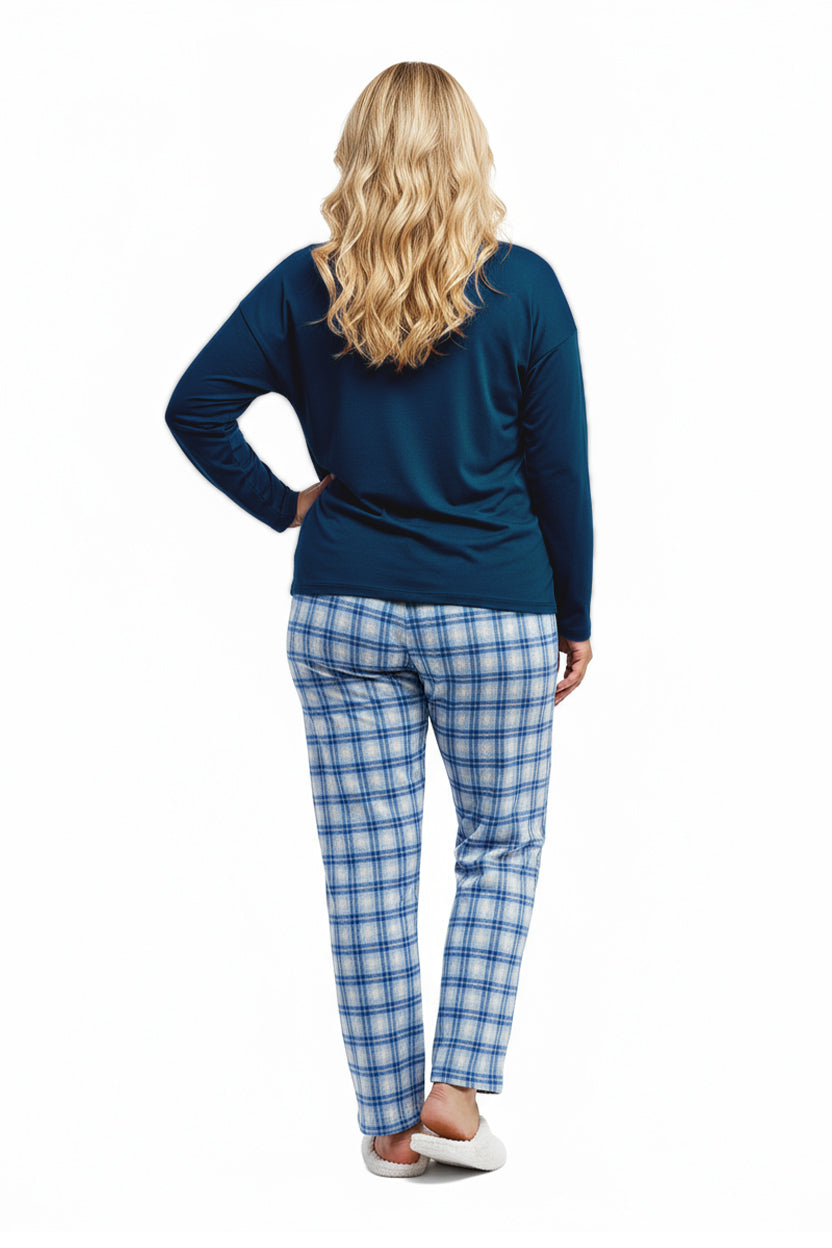 Plus Flannel Plaid and Cotton Knit PJ - La Cera