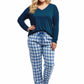 Plus Flannel Plaid and Cotton Knit PJ - La Cera