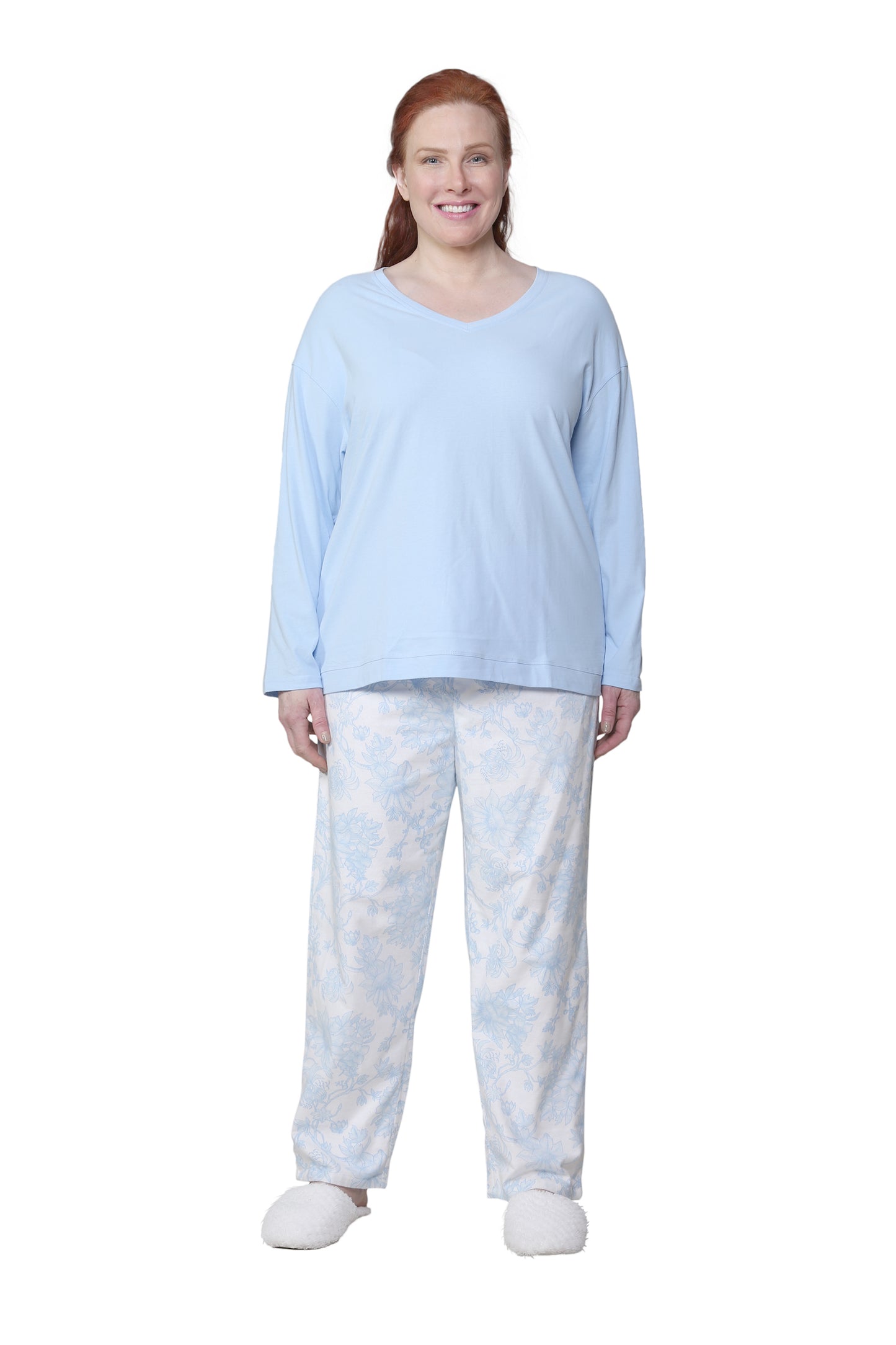 Plus Size Flannel Print Pajama Set