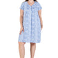 La Cera Plus Blue Posies Cotton Knit Chemise