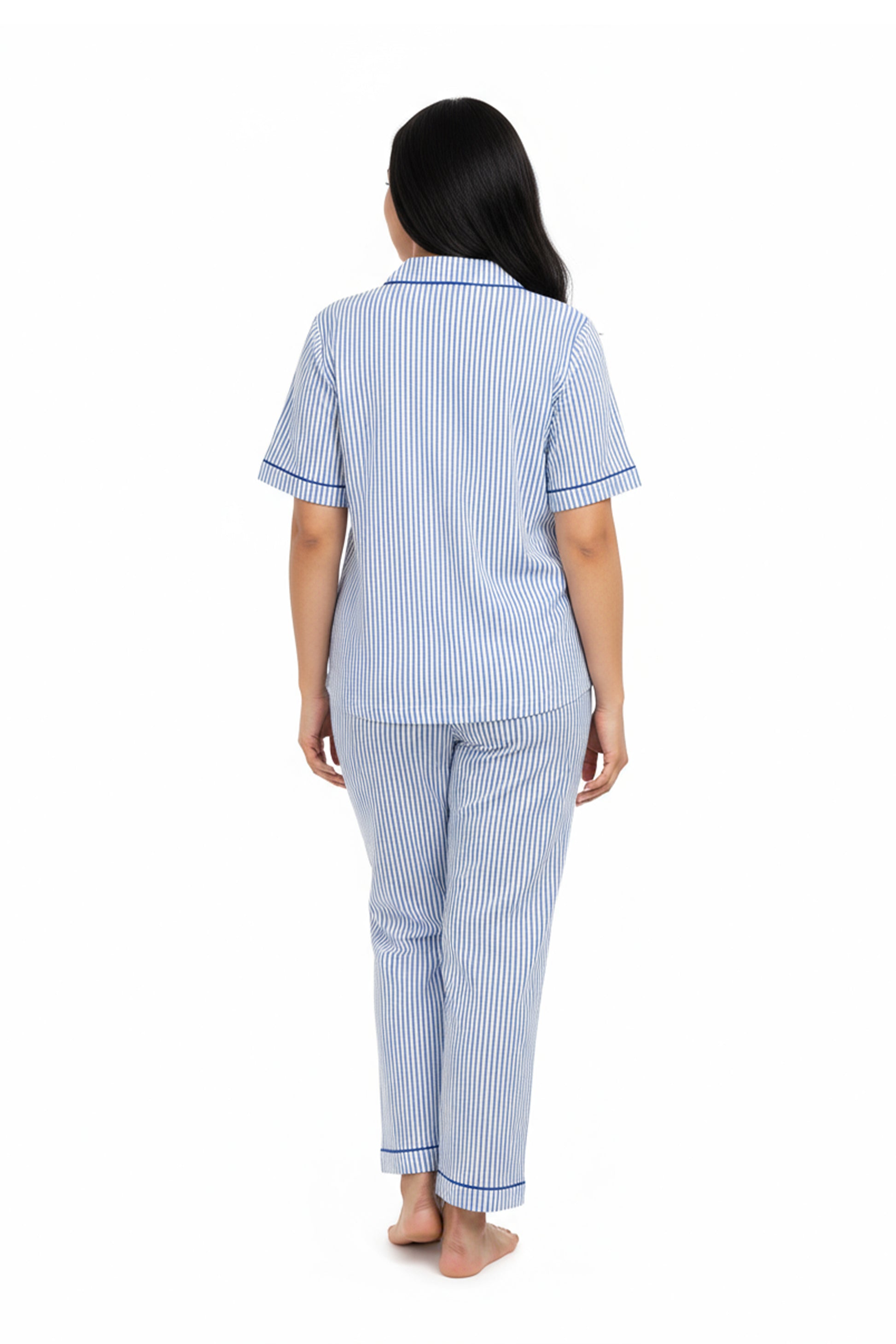 La Cera Plus Size Pin Stripe Cotton Knit Capri PJ - La Cera