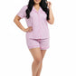 La Cera Plus Size Pin Stripe Cotton Knit Boxer PJ