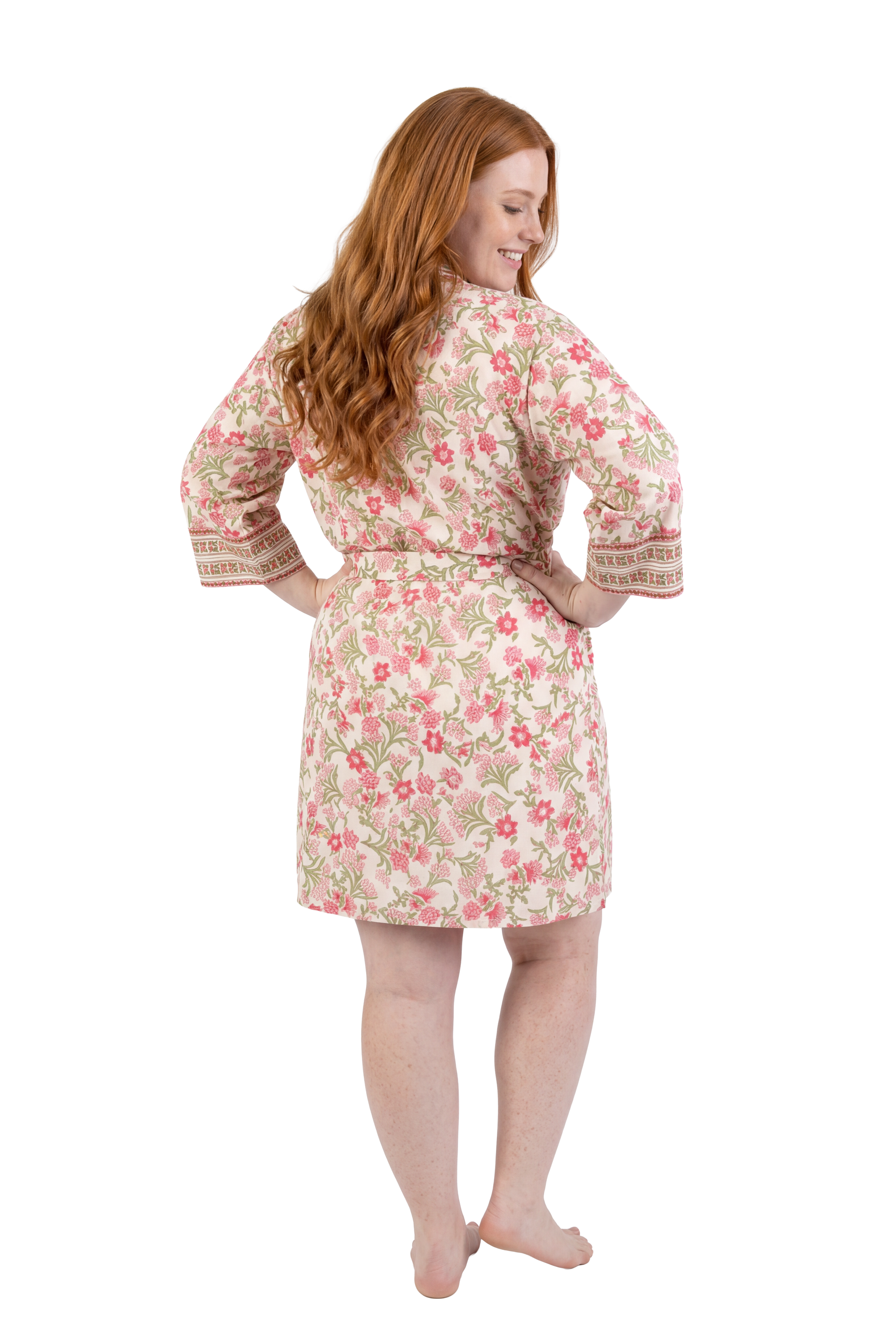 Plus Size La Cera Short Floral Wrap Robe - La Cera