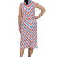 La Cera Stripe Snap Front Sleeveless Cotton Dress