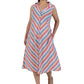 La Cera Stripe Snap Front Sleeveless Cotton Dress