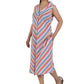 La Cera Stripe Snap Front Sleeveless Cotton Dress