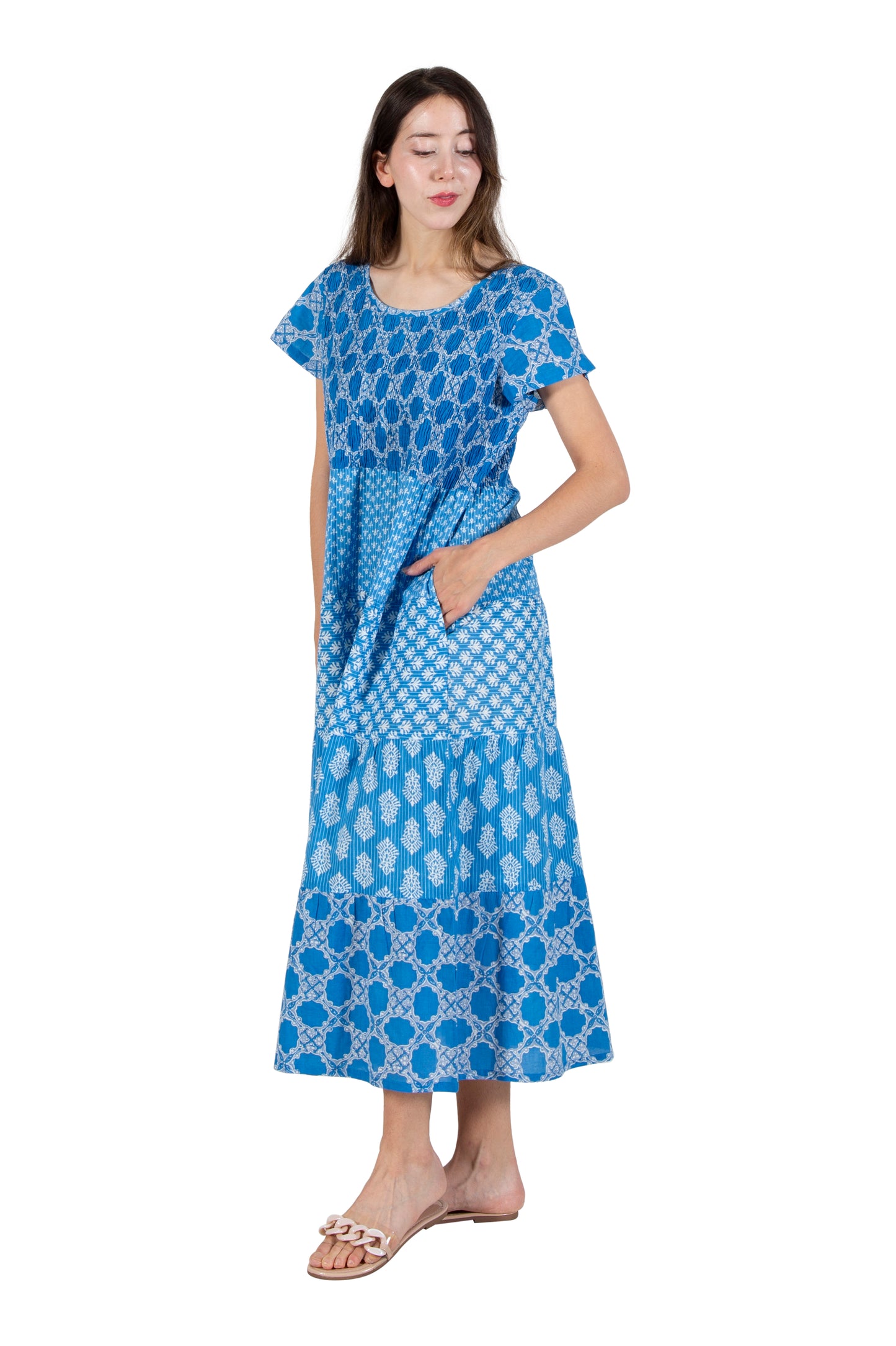 La Cera Cap Sleeve Smock Tier Dress - La Cera
