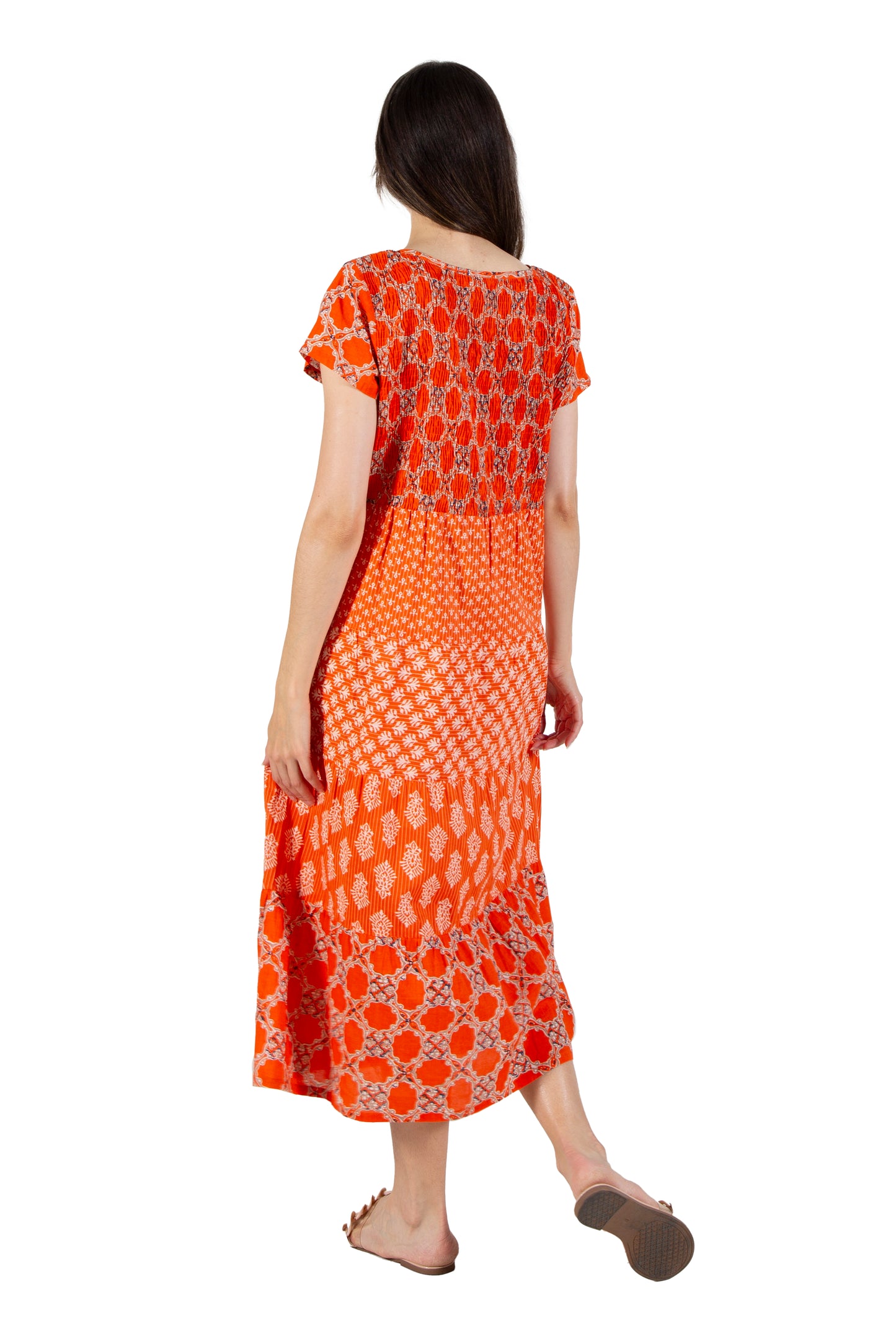 La Cera Cap Sleeve Smock Tier Dress - La Cera