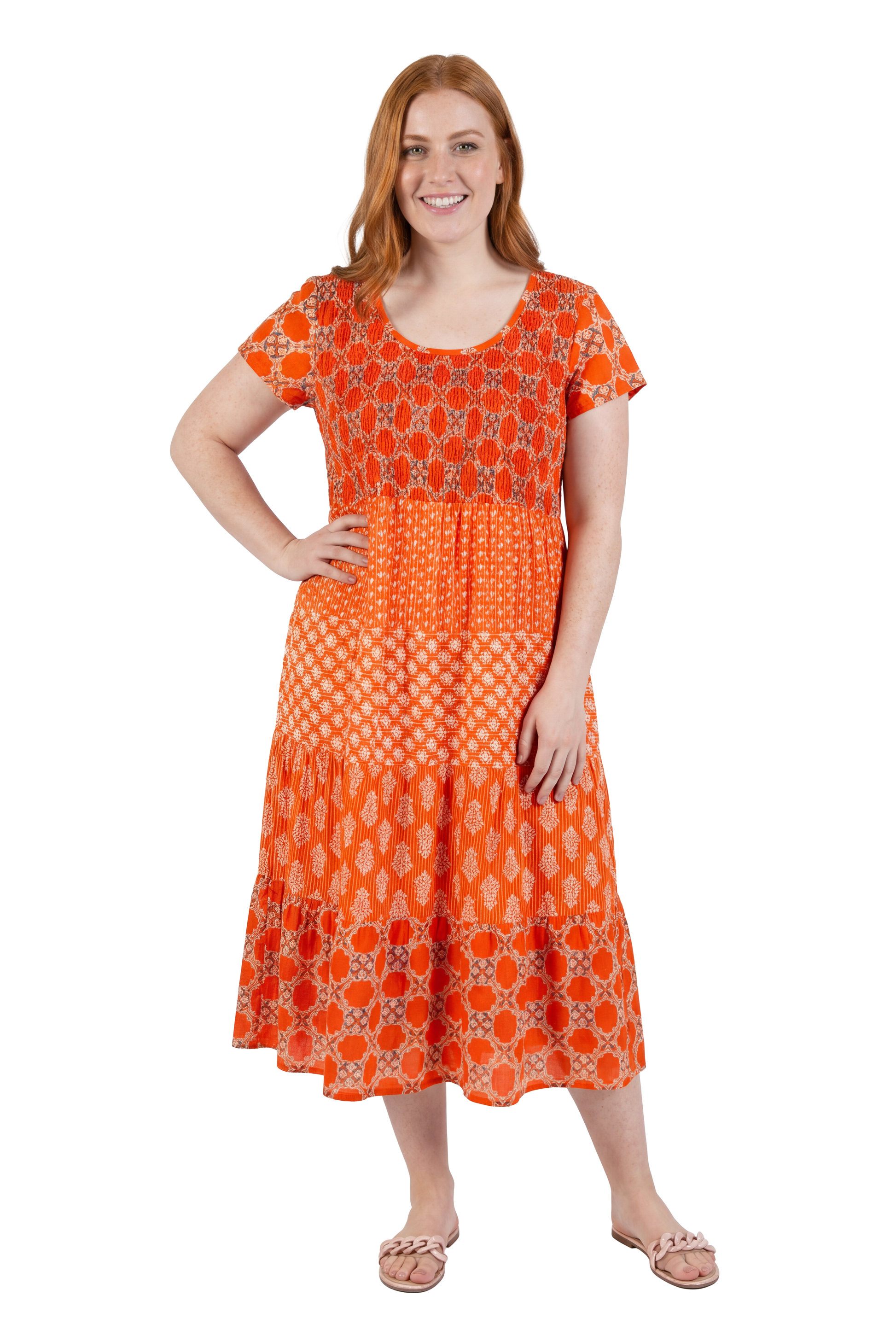 La Cera Cap Sleeve Smock Tier Dress - La Cera