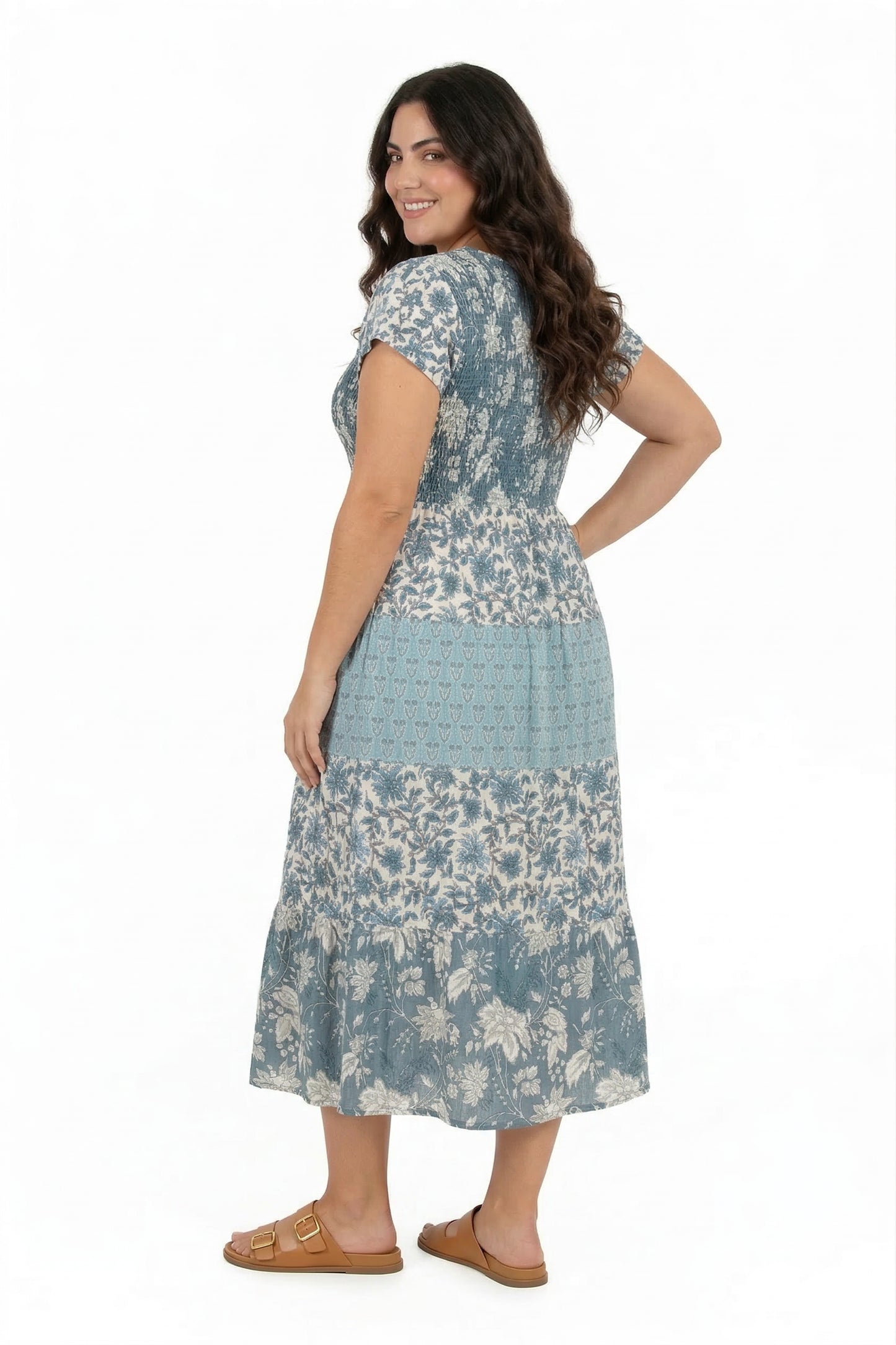 La Cera Cap Sleeve Smock Tier Dress - La Cera