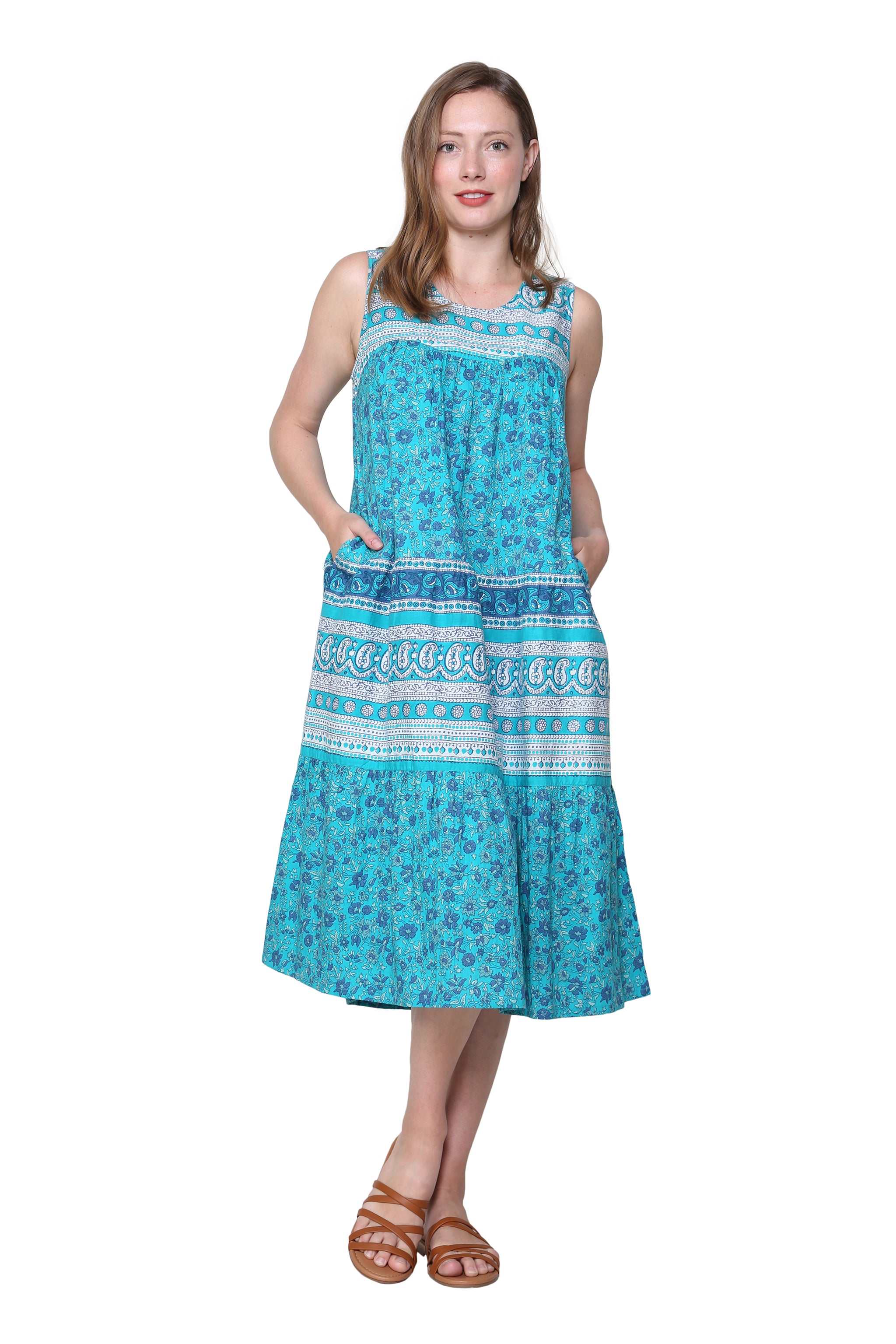 La Cera 100% Cotton Border Print Dress - La Cera