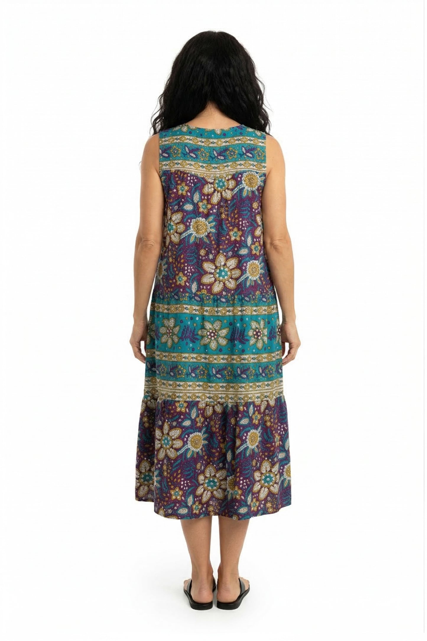 La Cera 100% Cotton Border Print Dress - La Cera