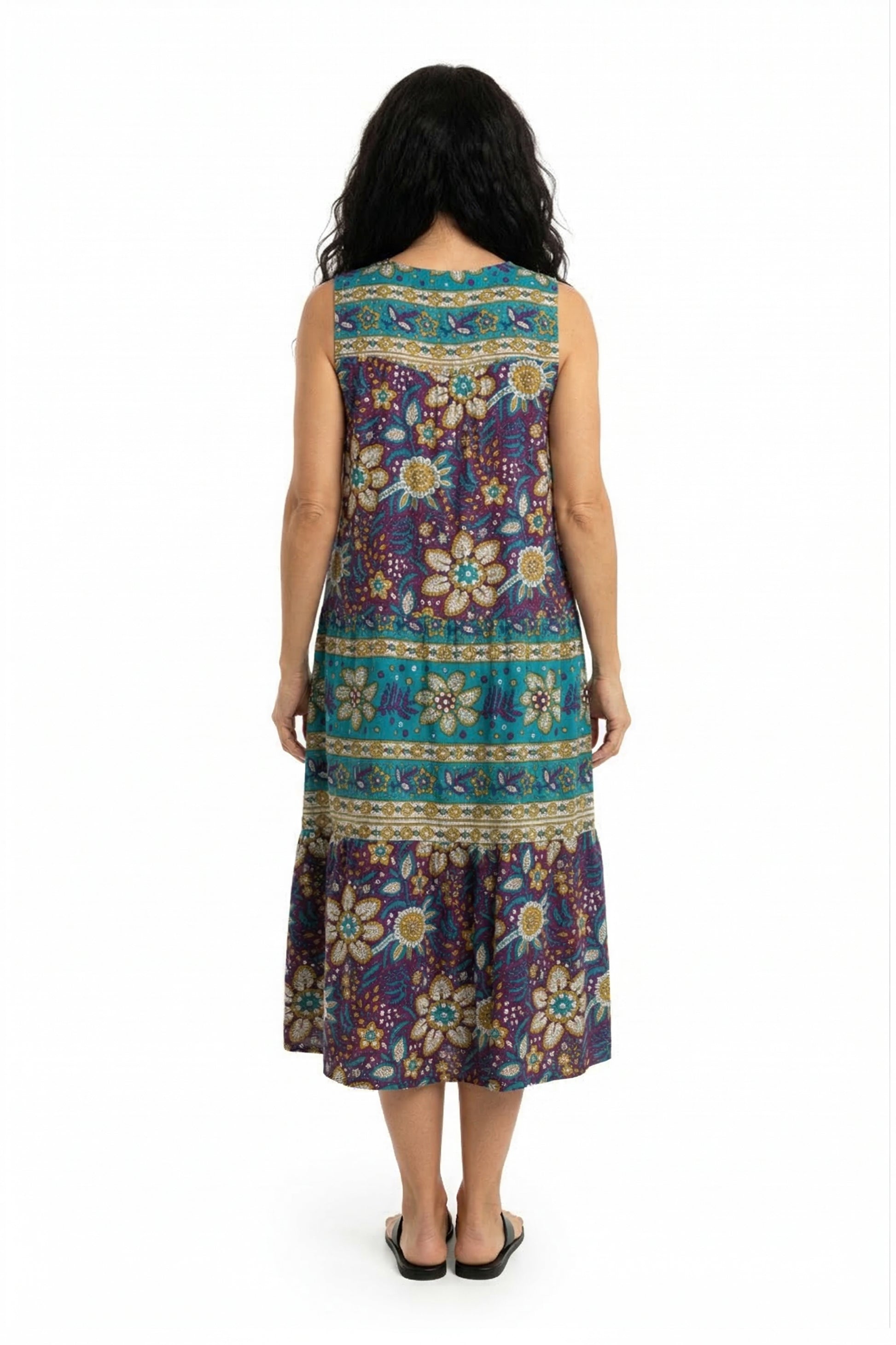 La Cera 100% Cotton Border Print Dress - La Cera