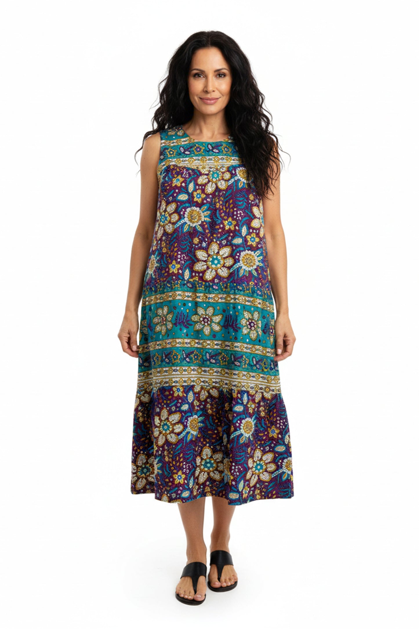 La Cera 100% Cotton Border Print Dress - La Cera
