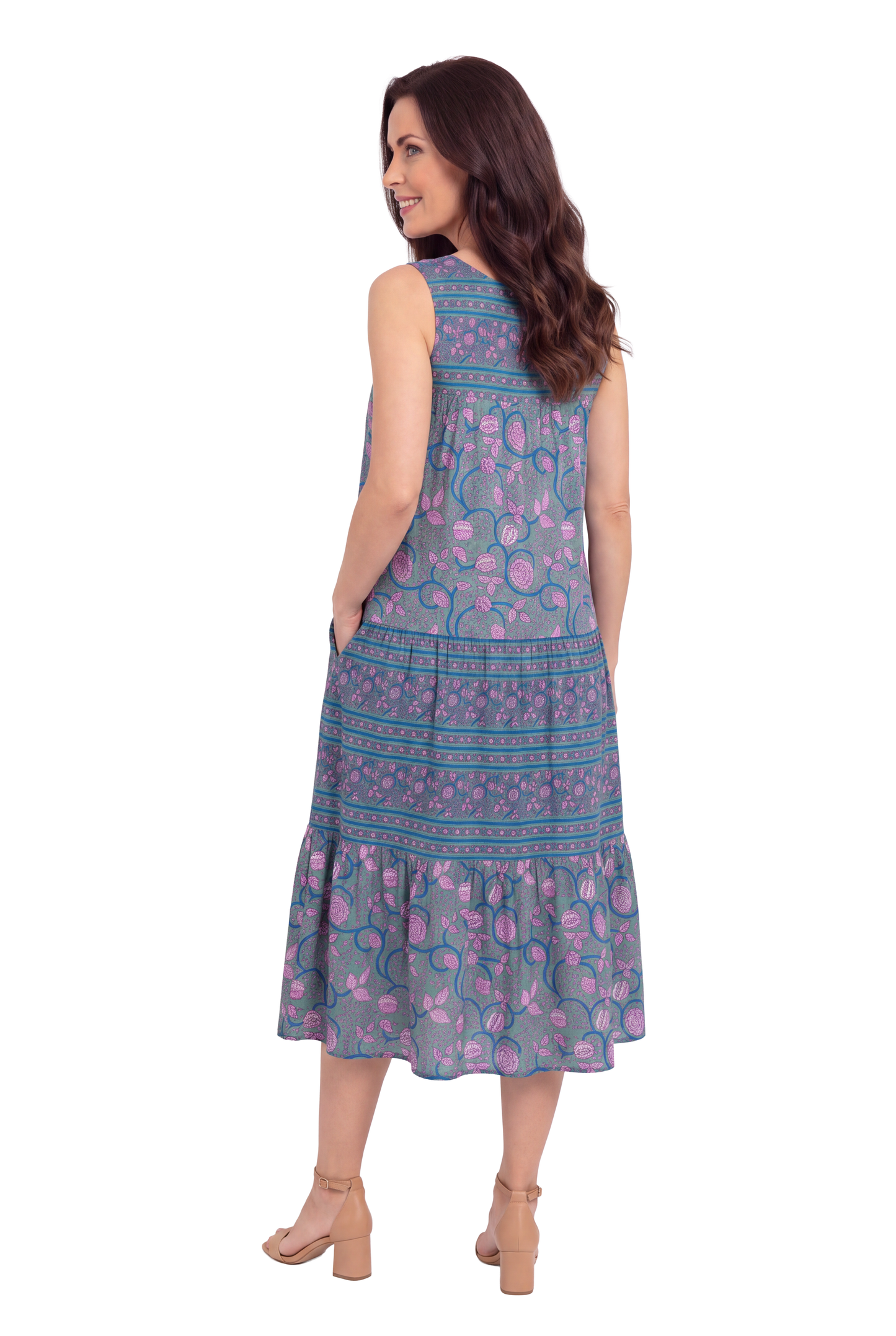 La Cera 100% Cotton Border Print Dress - La Cera
