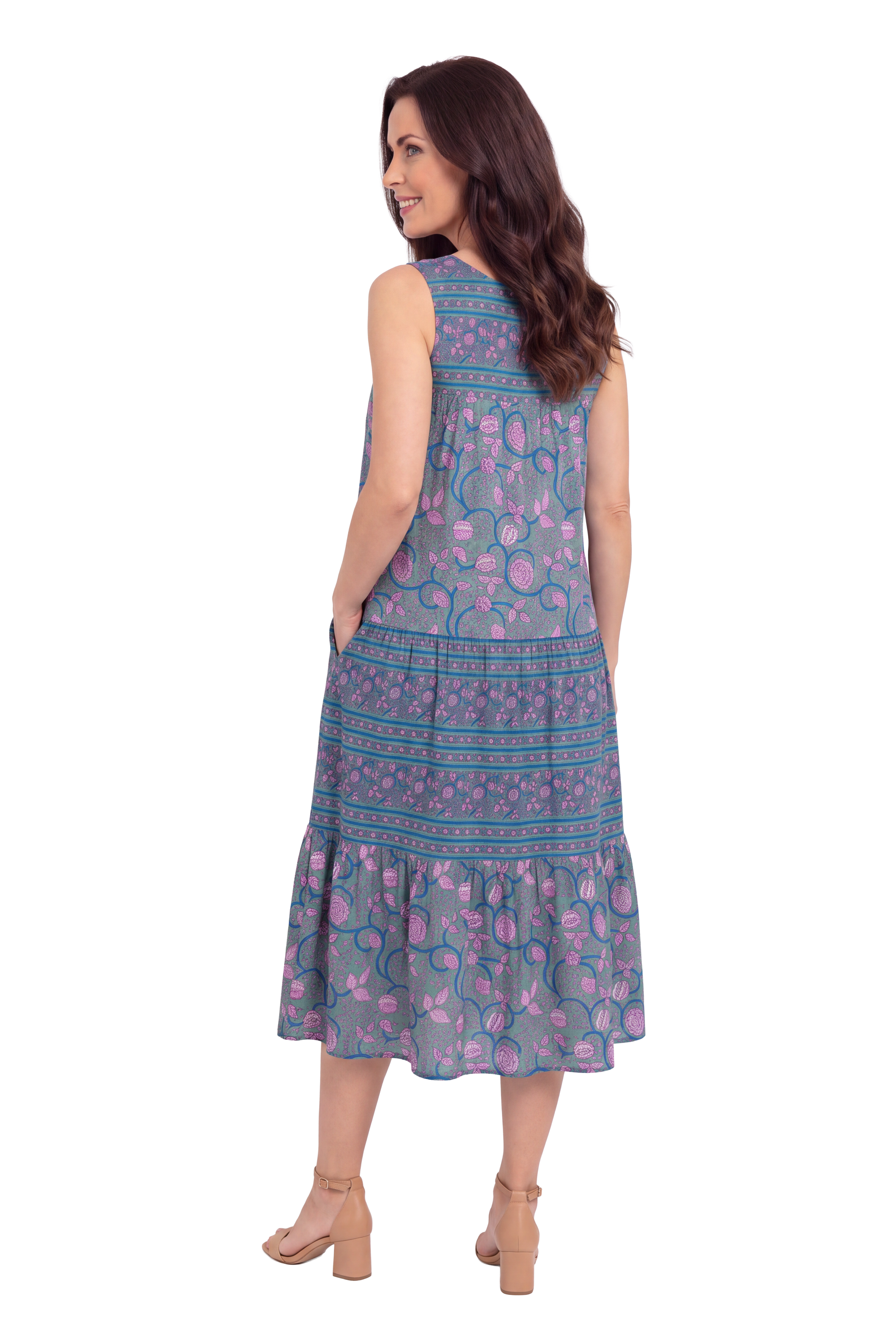 La Cera 100% Cotton Border Print Dress - La Cera